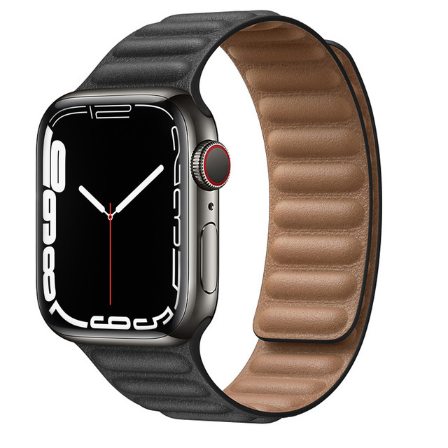 حزام ل سوار ساعة يد آبل رابط جلدية حلقة 44 مللي متر 40 مللي متر iWatch سلسلة 7 6 SE 5 4 3 2 1 watchbands سوار 42 مللي متر 38 مللي متر الأساور