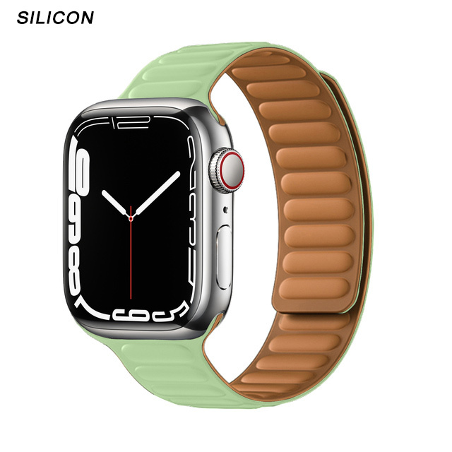 Silicone Suitable for Apple Watch Band Leather Link 44mm 45mm iWatch Series 7 6 SE 5 4 3 Watch Strap Bracelet 42mm 38mm Wristband