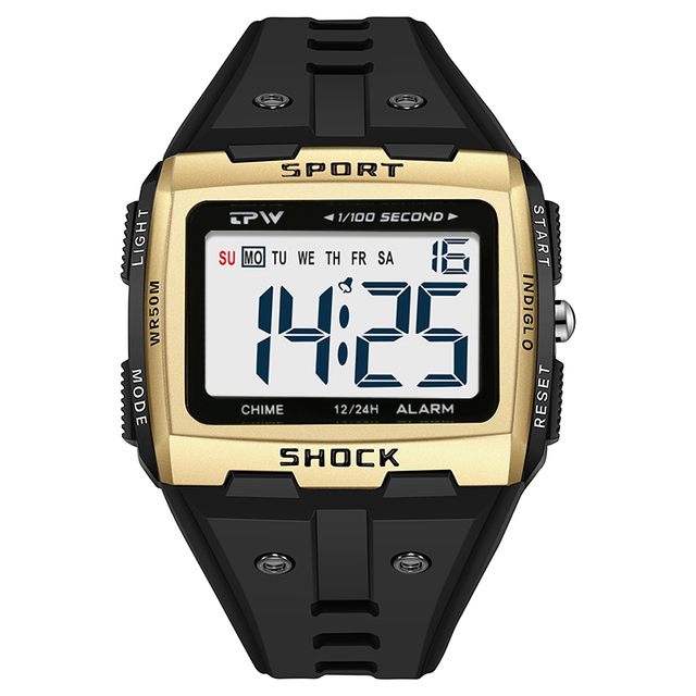 Large numbers easy to read 50m water resistant men digital watch outdoor sports