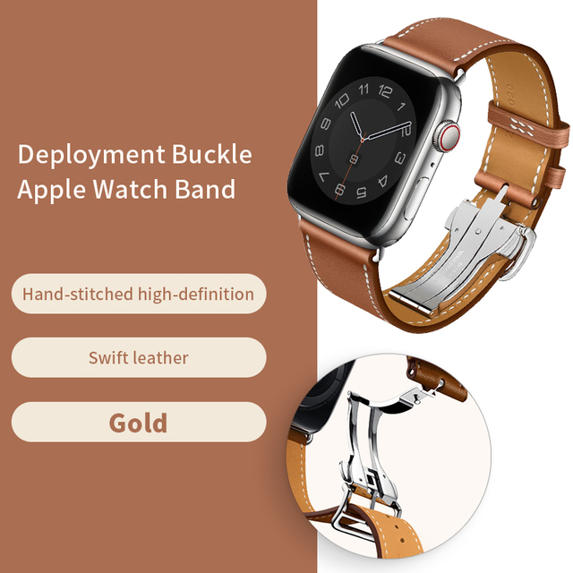 High Quality Genuine Leather Single Turn Buckle Strap for iwatch Apple Watch7 6 Se 5 4 3 2 1