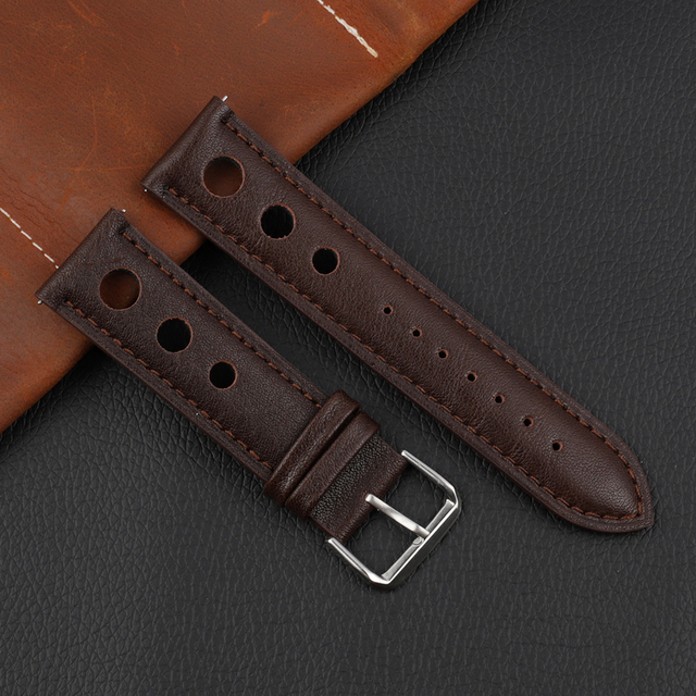 Onthelevel Leather Watchband 18mm 20mm 22mm 24mm Black Brown Coffee Racing Strap Handmade Stitching Quick Release Watch Strap