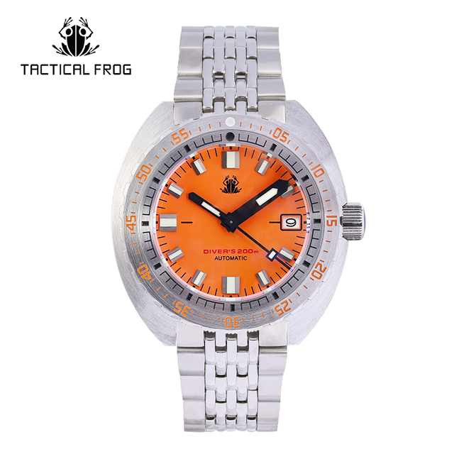 Tactical Frog Sub 300T V3 Retro Diver Watch Men NH35A Automatic Sapphire 200M Waterproof Luminous Stainless Steel Mechanical Bracelet