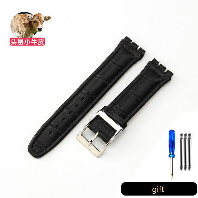 Genuine Leather Watch Strap For Swatch YCS YAS YGS Pin Buckle 17mm 19mm Female Watch Band Blue Red Black Accessories Watchband