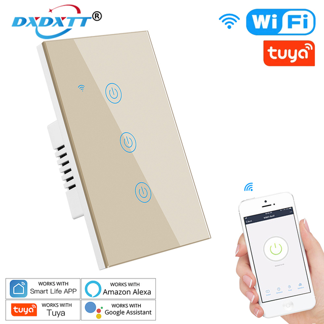 Alexa Smart Switch US/Brazil Tuya Control Works with Google Home Voice Control WiFi Smart Life Home Touch Switch Need Neutral