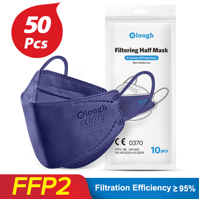 Elough FFP2 CE 0370 Mascarillas FPP2 Homologadas يوروبا KN95 قناع الأسماك شكل Mascarilla FP2 FFP 2 Masken الكبار FFP2mask 4 طبقات