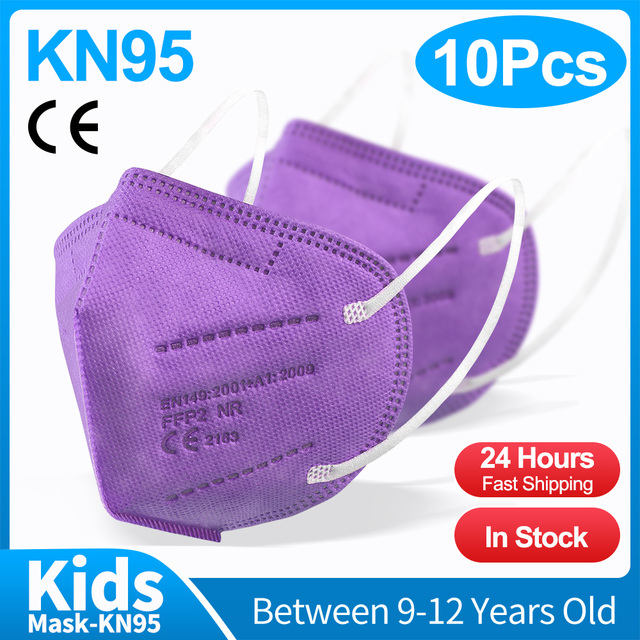 10-50 قطعة KN95 قناع N95MASK ffp2mask 9-12 سنوات للأطفال ffp2 mascarillas fpp2 niños homologadas negras masques منظمة ffpp2