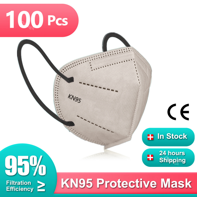 10-200pcs Mascarillas KN95 Certified 5 Layers Black KN95 Masks Colorful ffp2mascarilla Adult FP2 FPP2 Approved Mask FFP2