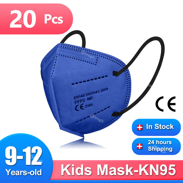 Children FFP2 Masks KN95 Mascarillas FPP2 Ninos ffp2neckids Masque Enfant 5 Layers Protective Face Mask Fit 9-12 Years