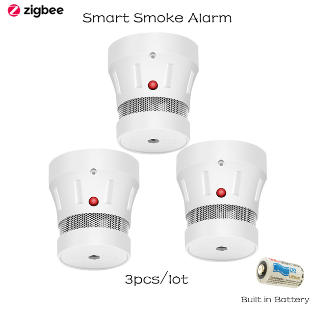 Tuya Smart Smoke Detector Operate Alone Built-in 75dB Siren Sound Standalone Warning Alarm Fire Protection Sensor Zigbee Or WiFi