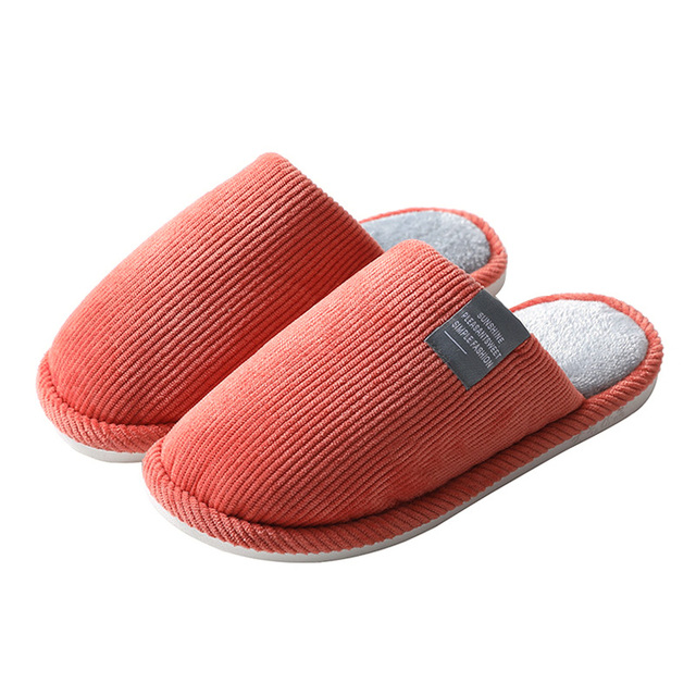 Men Slippers Solid Color Autumn And Winter Home Slippers For Men Warm Indoor Beadroom Slides Men Stripe Cotton Slippers