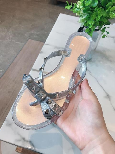 Fashion Brand Summer Flip Flops Woman Rivets Women Sandals Bow-knot Flat Slippers Girls Studded Beach Slides Jelly Shoes 35-41