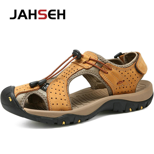 2022 New Genuine Leather Summer Casual Sandals Outdoor Walking Shoes Water Shoes Plus Size Beach Shoes Fashion Soft Slippers