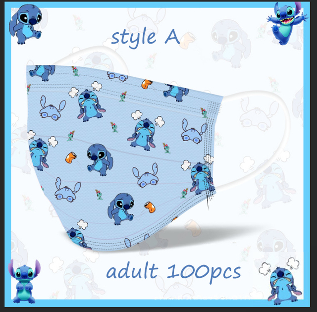 Disney Animation Stitch Adult Children Cartoon Disposable Mask Three-layer Protective Cartoon Pattern Printing Parent-Child Mask