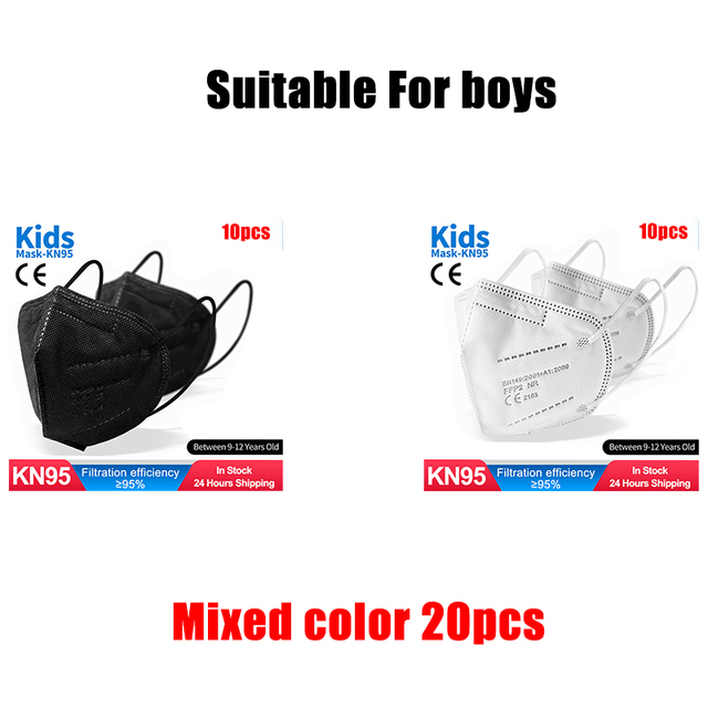 ffp2 kids mask anti-dust breathable 5 layers multicolor european specification reusable girls 9-12 years kn95 face mask