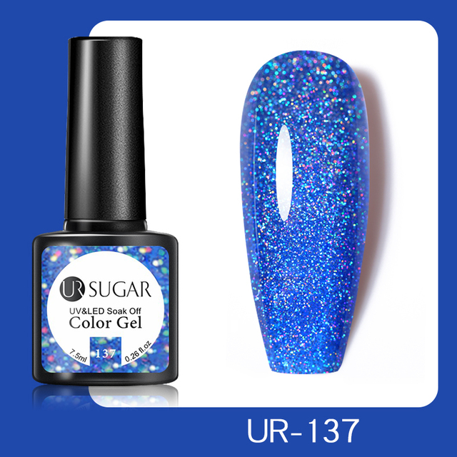 UR SUGAR 7.5ml Glitter UV Gel Polish Bling Sequins Rose Gold Silver Soak Off Manicure Nail UV Gel Polish Lacquer Base