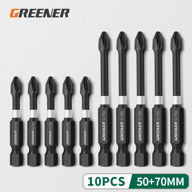 Green Impact Strong Magnetic Impulse Head Cross High Hardness Hand Drill Bit Screw Electric Screwdriver Set 50 65 70 90 150mm