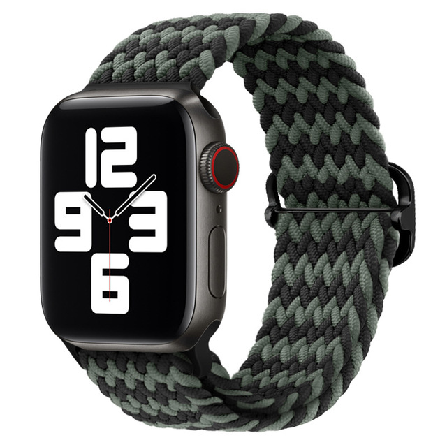 Braided Solo Loop Ring for Apple Watch 44mm 40mm 42mm 38mm Elastic Nylon Fabric Bracelet for iWatch 3 4 5 SE 6 Adjustable Buckle