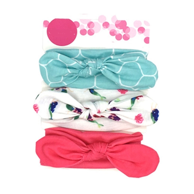 3pcs/set Baby Girls Lovely Bow Hairband Elastic Wide Headband Stretch Knot Headbands Turban Headdress Clothes Accessory