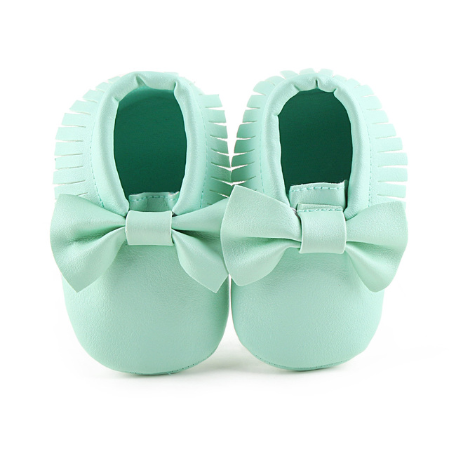 Newborn Baby Shoes Infant Boys Girl First Walker PU Sole Princess Bowknot Fringe Toddler Baby Crib Shoes Casual Moccasins