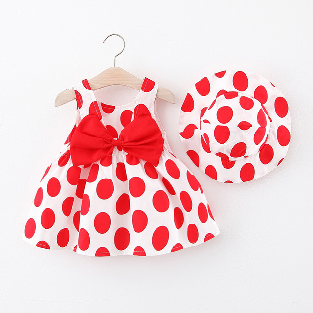 Summer Toddler Infant Girl Clothes Set Baby BeBe Beach Dresses Cute Bow Plaid Sleeveless Cotton Newborn Princess Dress+Sunhat