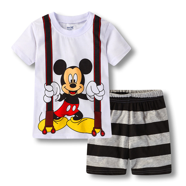 New Kids Boys Girls Clothes Baby Princess Pajamas Summer Short Sleeve Set Cartoon Minnie Children Sleepwear