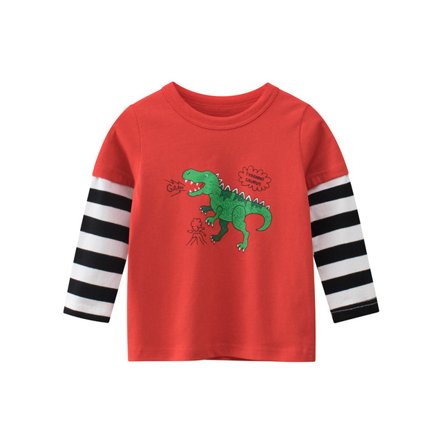 2022 New Kids Solid Cotton Long Sleeve T-shirt Tops Boys Girls Cute Animal Print Tees 2 3 4 5 6 7 8 Years Children Tops