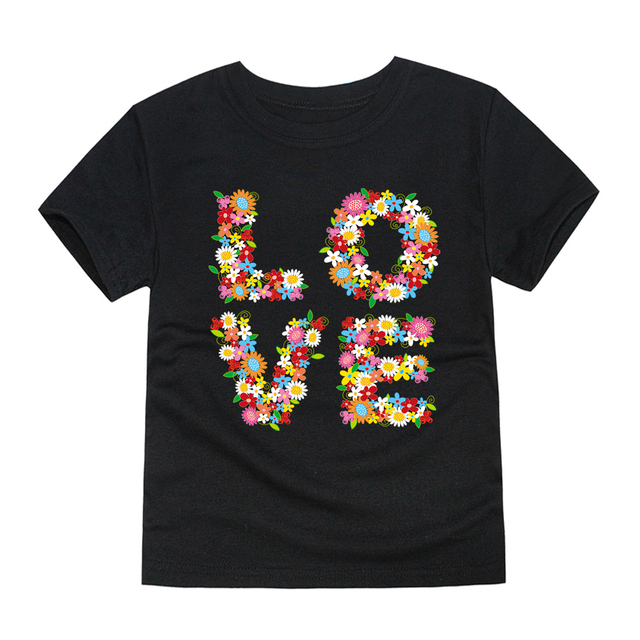 TINOLULING 12 Colors 2018 Boys Girls Flower Love T-shirt Kids T-shirt Children Tops Baby Tees for 2-14 Years