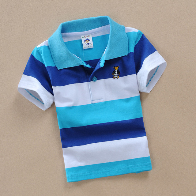 Jargazol T-shirt Children's Clothing Turn-down Collar T-shirt Summer Baby Boys Striped Color Baby Clothes