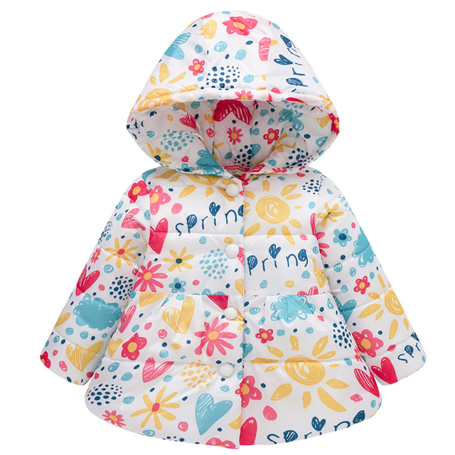 Baby Girls Boys Jackets Baby Clothes 2021 Autumn Kids Hooded Coats Winter Toddler Warm Snow Suit Baby Cotton Flower Outerwear