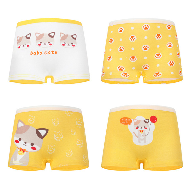 4pcs/lot Kids Girls Underwear Cotton Boxer Girl Comfortable Breathable Safety Pants Children's Panties