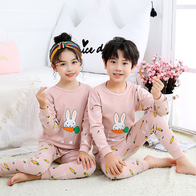 Easter Pajamas Kids Pajamas Girl Sleepwear Set Cotton Rabbit Top+Pants Pajama Outfit Long Sleeve 2pc Pink Children Night Clothes