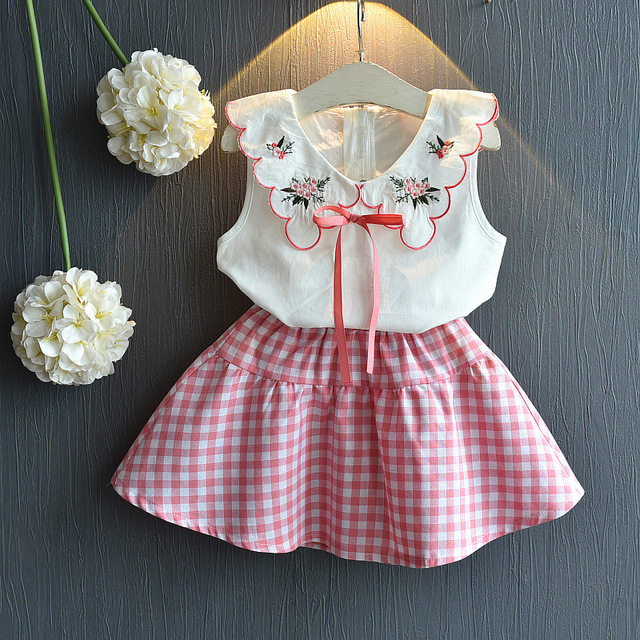 2022 girls suit summer fashion 2pcs baby kids children's clothing set T-shirt shirt short skirt skirt casual sets boutique girl