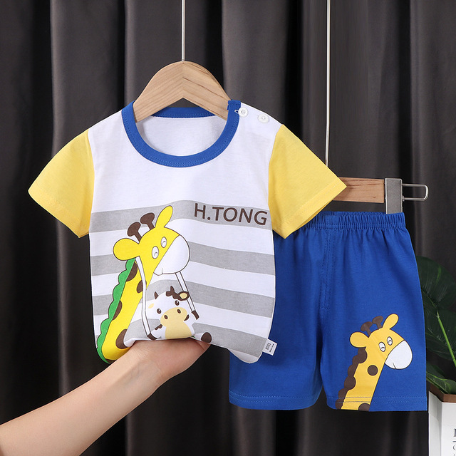 Seieroad Summer Children's Clothing Cartoon Unicorn Boys T-shirt + Pants Short Sleeve Children Clothing Set Teenage Tracksuit