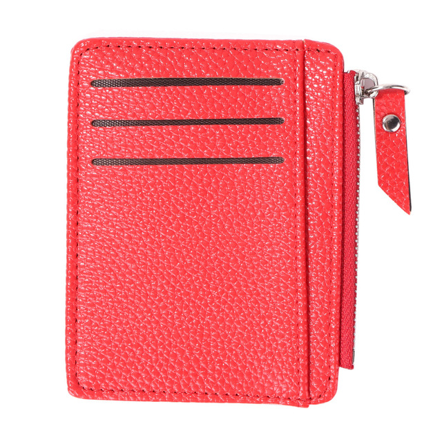 Fashion Women Solid Color Multi Slot Credit Card Holder Portable PU Leather Mini Coin Purse Multifunction Zipper Wallet