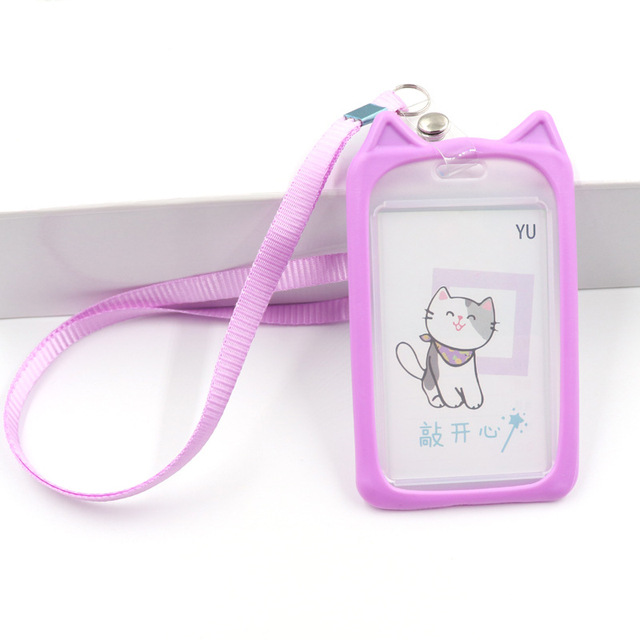 1pc Cute Kitten Rabbit High Quality Credit Card ID Holder Cute Cartoon Silicone Bus Card Case Key Holder Ring Luggage Tag Trinket