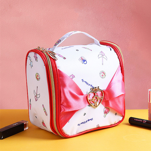 Japanese sailor moon make up bag leather cosmetic storage bag cute cartoon large capacity cosmetic bag