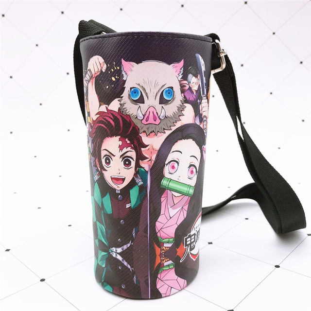 Devil Blade Cartoon Anime Peripheral PU Cup Cover Demon Slayer Kimetsu no Yaiba Kamado Nezuko Student Children Kids Kettle Bag