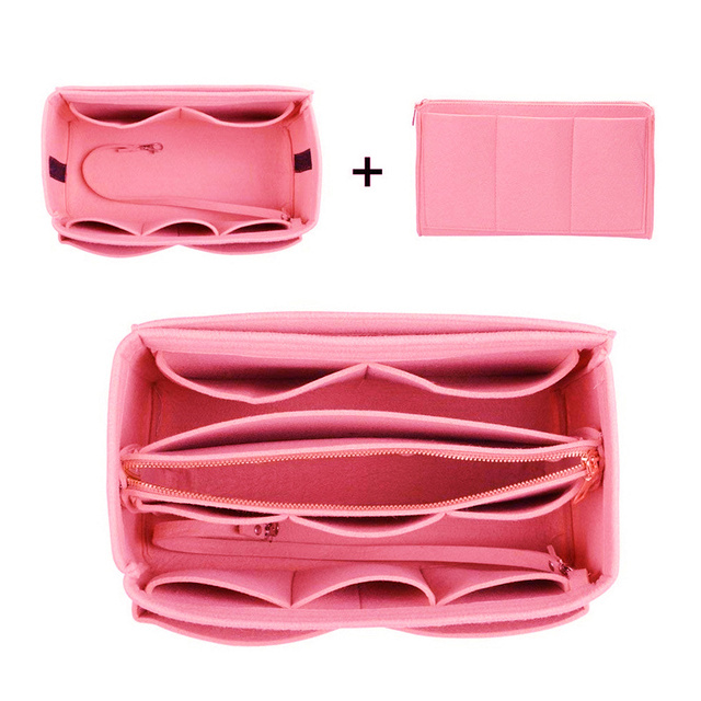 New Popular Women Makeup Organizer Felt Cloth Insert Bag Multifunction Travel Cosmetic Bag Girl Toiletry Storage Liner Bags