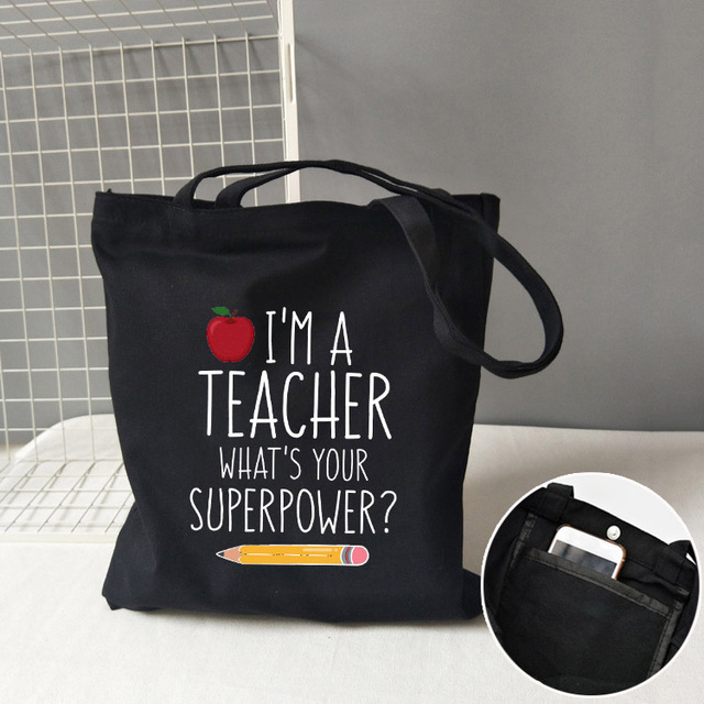 Teacher life rainbow small cotton bag teacher canvas bag graduation gifts tote big teachers appreciation or year-end gift