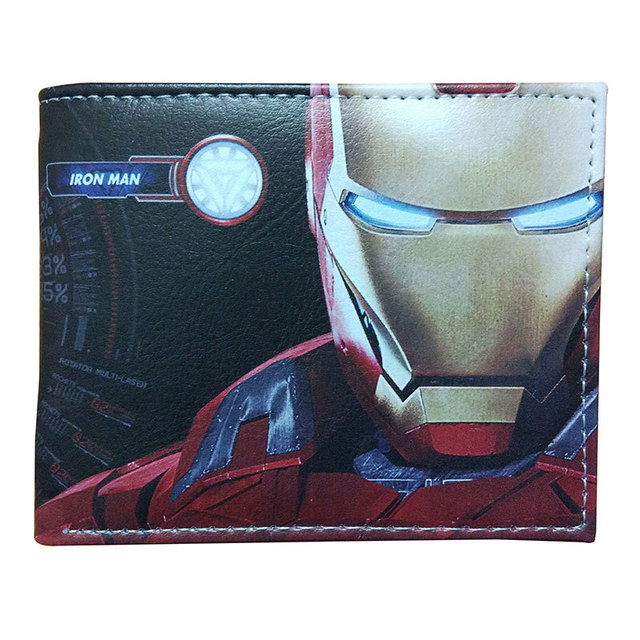 Disney Marvel Avengers Iron Man Spider-Man give boys birthday gifts anime cartoon short two fold wallet purse