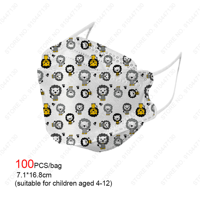 2022 New 10-100pcs Ffp2 Children Kn95 Mask 4-layer Non-woven Fabric Protection Dust-proof Respirator Suitable for 4-12 Years