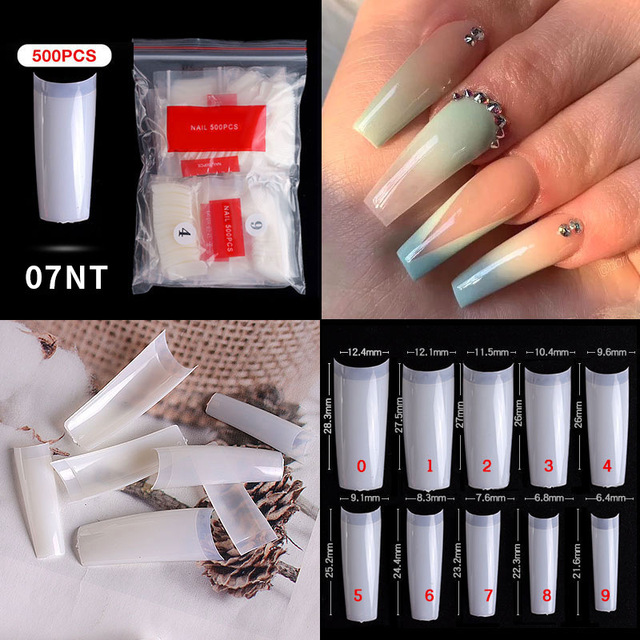 500pcs False Nail Extension Full Cover Fake Nails French False Nail Clear/White False Nail Tips Art Manicure Tool French Nail