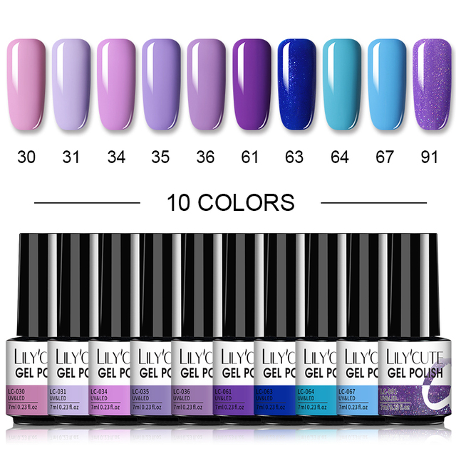 LILYCUTE 20/10/8pcs Set UV Gel Nail Polish Set 7ml Multicolor Semi-Permanent Long Lasting Led Gel Varnish Soak Off Nail Gel