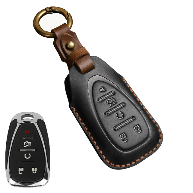 Luxury Leather Car Key Case Cover Fob Protector Keychain Holder For Chevy Chevrolet 2021 JM Trax Crvalier Cruze Malibu Keyring