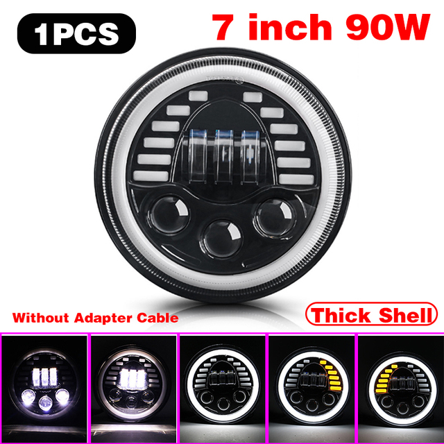 45W/60W/75W/80W/90W Car Led 7 Inch Car Accessories Angel Eyes H4 Led Headlight For Lada Niva 4X4 Uaz Hunter Hummer