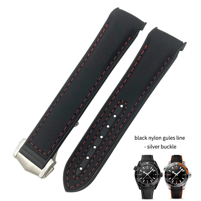 19mm 20mm 21mm 22mm Rubber Leather Watchband Fit For Omega Planet Ocean Seamaster Diver 300 Silicone Nylon Sports Watch Strap