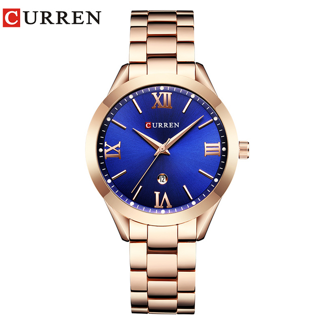 CURREN الذهب ساعة النساء الساعات السيدات 9007 الصلب المرأة ساعات يد ساعة الإناث Relogio Feminino Montre فام