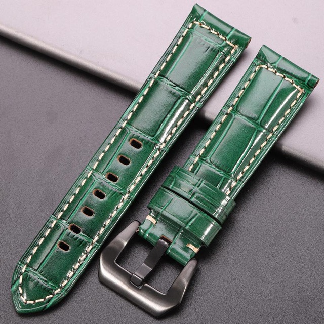 Genuine leather watches black brown red blue green orange women men watch strap for bam accessories 20mm 22mm 24mm