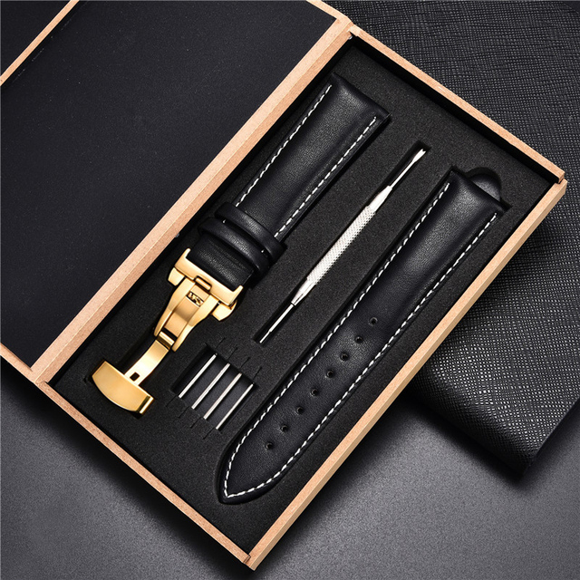 Leather Straps With Box For Samsung Galaxy Watch 4 40mm 44mm/4 Classic 42mm 46mm Active 2 Band Replacement Watchband Bracelets