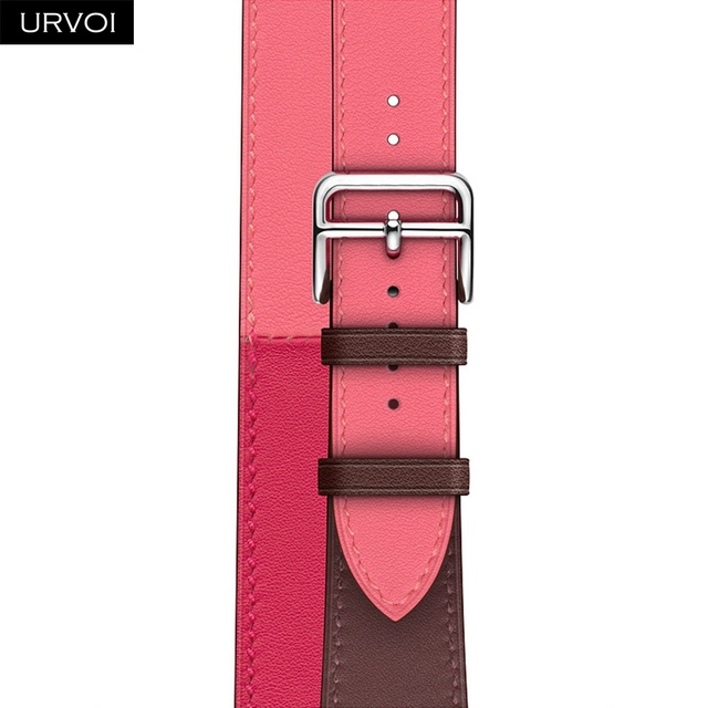 URVOI Double Round Band for Apple Watch Series 7 6 SE 5 4 3 Strap for iwatch Strap High Quality Soft Genuine Leather Loop Wraps